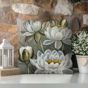 Ellis Rowan White Water Lily Vintage Blume Kissen