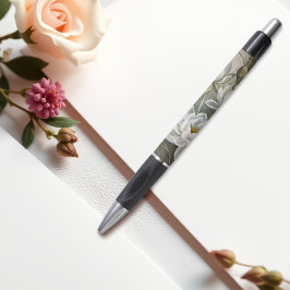Ellis Rowan White Water Lily Vintage Blume Pen Kugelschreiber