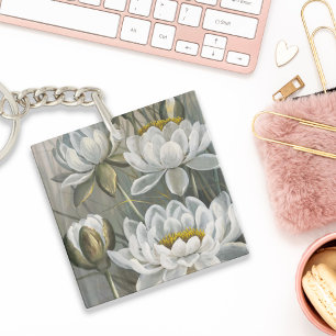 Ellis Rowan White Water Lily Vintage Blume Schlüsselanhänger