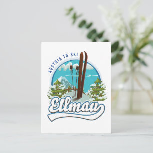 Ellmau Österreich zum Skifahren Logo Postkarte