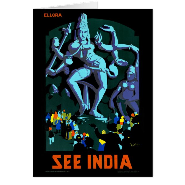 Ellora See India Vintage Travel Poster Zurück (Vorne)
