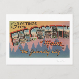 Ellsworth, Maine - Große Letter-Szenen Postkarte