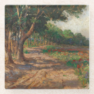 Elm gesäumte Promenade in Euxinograd Glasuntersetzer