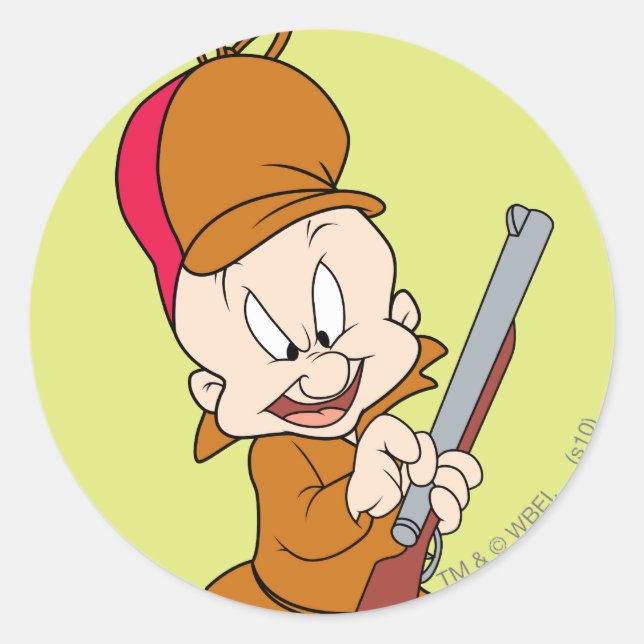 ELMER FUDD™ bereit für die Jagd Runder Aufkleber (Vorderseite)