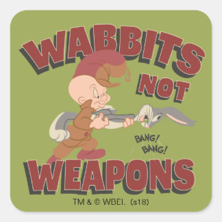 ELMER FUDD™ & BUGS BUNNY™ "Wabbits Not Waffen" Quadratischer Aufkleber