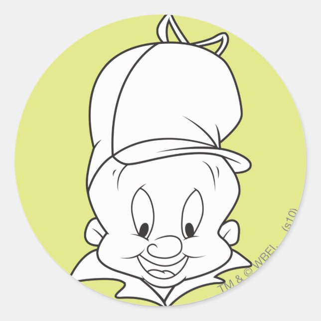 ELMER FUDD™ Head Shot Runder Aufkleber (Vorderseite)
