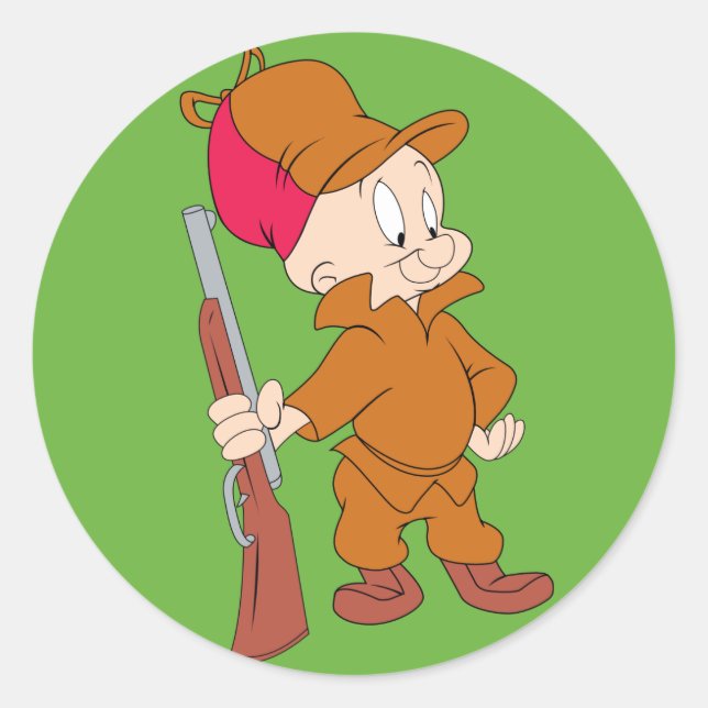 ELMER FUDD™ | Mit Gun Runder Aufkleber (Vorderseite)