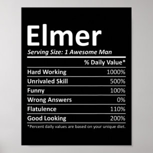 Elmer Nutrition Funny Birthday Personalisiert Name Poster