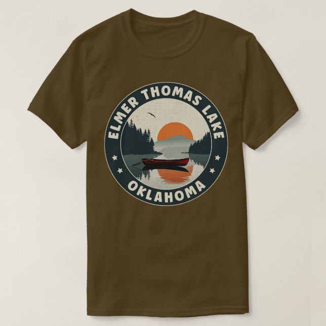 Elmer Thomas Lake Oklahoma Sunset T-Shirt (Design vorne)