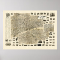 Elmira, NY Panoramic Map - 1901