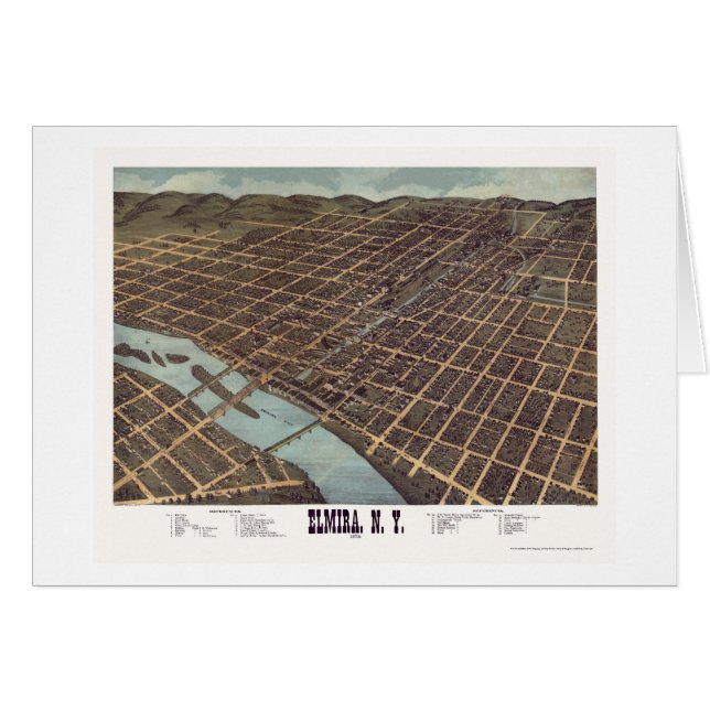 Elmira, NY panoramische Karte - 1873 (Vorderseite (Horizontal))