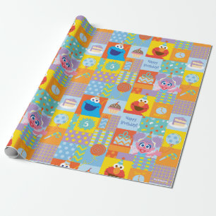 Elmo, Abby und Cookie Monster Geburtstagsmuster Geschenkpapier