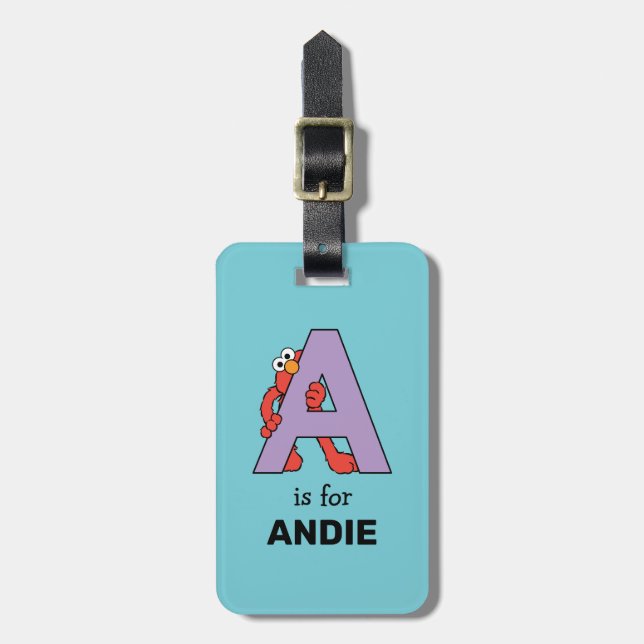 Elmo Alphabet | A Lila Gepäckanhänger (Vorderseite vertikal)