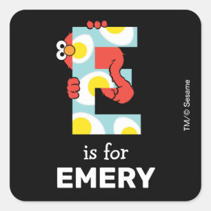 Elmo Alphabet   E Eier Quadratischer Aufkleber