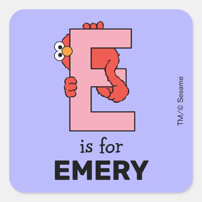 Elmo Alphabet | E Pink Quadratischer Aufkleber (Vorderseite)