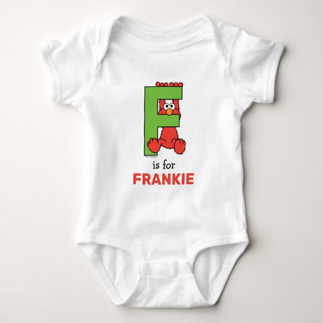 Elmo Alphabet | F Green Baby Strampler (Vorderseite)