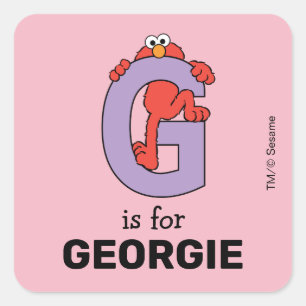 Elmo Alphabet   G Lila Quadratischer Aufkleber