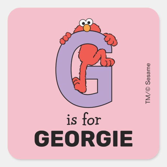 Elmo Alphabet | G LILA Quadratischer Aufkleber (Vorderseite)