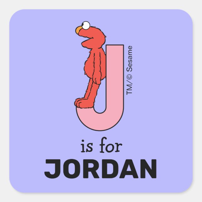 Elmo Alphabet | J Pink Quadratischer Aufkleber (Vorderseite)