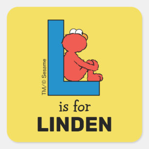 Elmo Alphabet L Blue Quadratischer Aufkleber