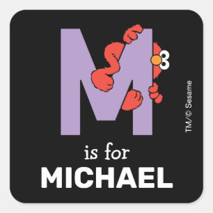 Elmo Alphabet M Lila Quadratischer Aufkleber
