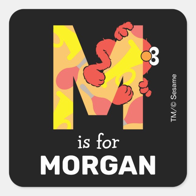 Elmo Alphabet | M Musik Quadratischer Aufkleber (Vorderseite)