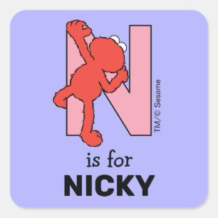 Elmo Alphabet N Rosa Quadratischer Aufkleber
