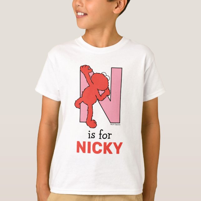 Elmo Alphabet | N Rosa T-Shirt (Vorderseite)