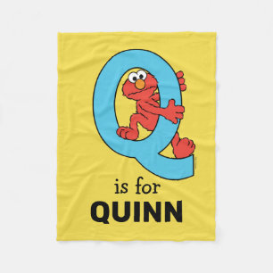 Elmo Alphabet Q Blue Fleecedecke