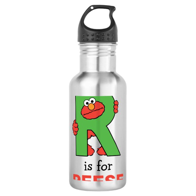 Elmo Alphabet | R Green Edelstahlflasche (Vorderseite)