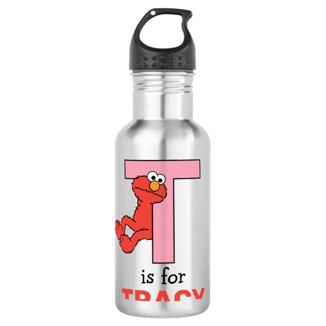 Elmo Alphabet | T Pink Edelstahlflasche (Vorderseite)