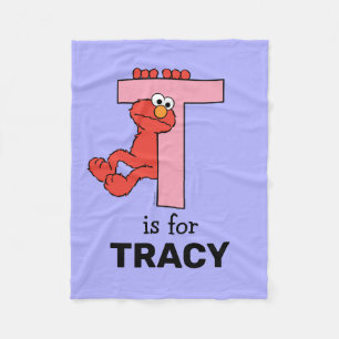 Elmo Alphabet T Pink Fleecedecke
