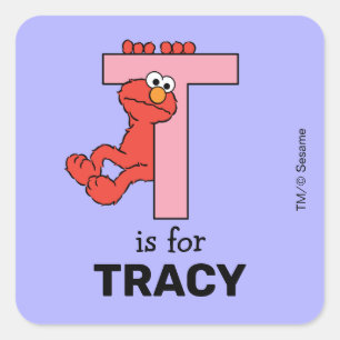 Elmo Alphabet T Pink Quadratischer Aufkleber