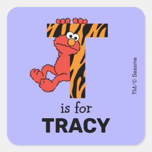 Elmo Alphabet   T Tiger Quadratischer Aufkleber