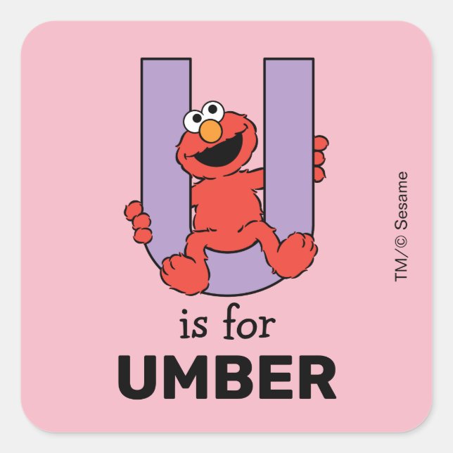 Elmo Alphabet | U LILA Quadratischer Aufkleber (Vorderseite)