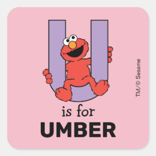 Elmo Alphabet   U Lila Quadratischer Aufkleber