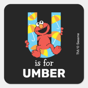 Elmo Alphabet U Regenschirm Quadratischer Aufkleber