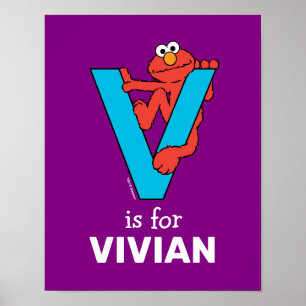 Elmo Alphabet   V Blau Poster
