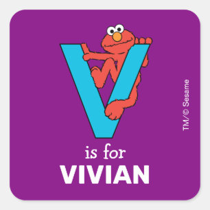 Elmo Alphabet V Blau Quadratischer Aufkleber