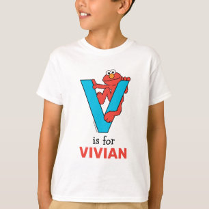 Elmo Alphabet   V Blau T-Shirt