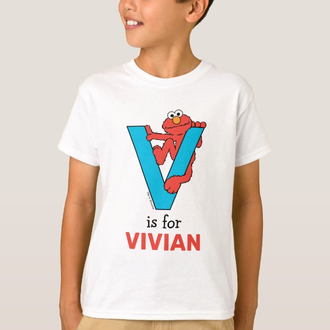 Elmo Alphabet | V Blau T-Shirt (Vorderseite)