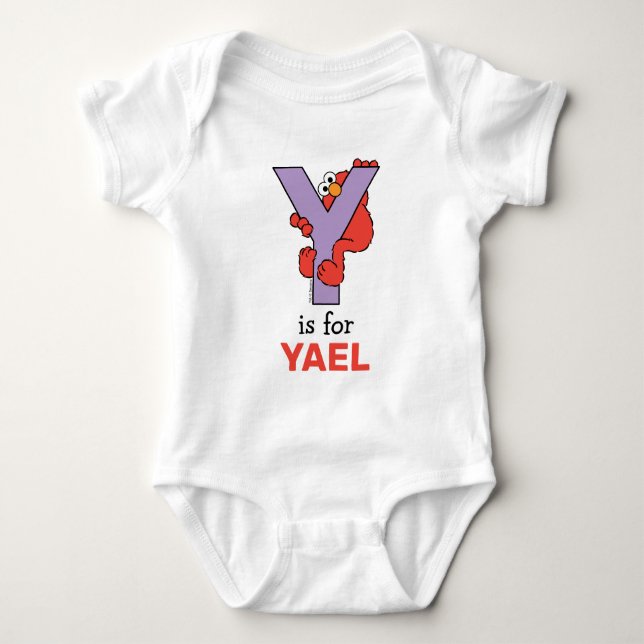 Elmo Alphabet | Y LILA Baby Strampler (Vorderseite)