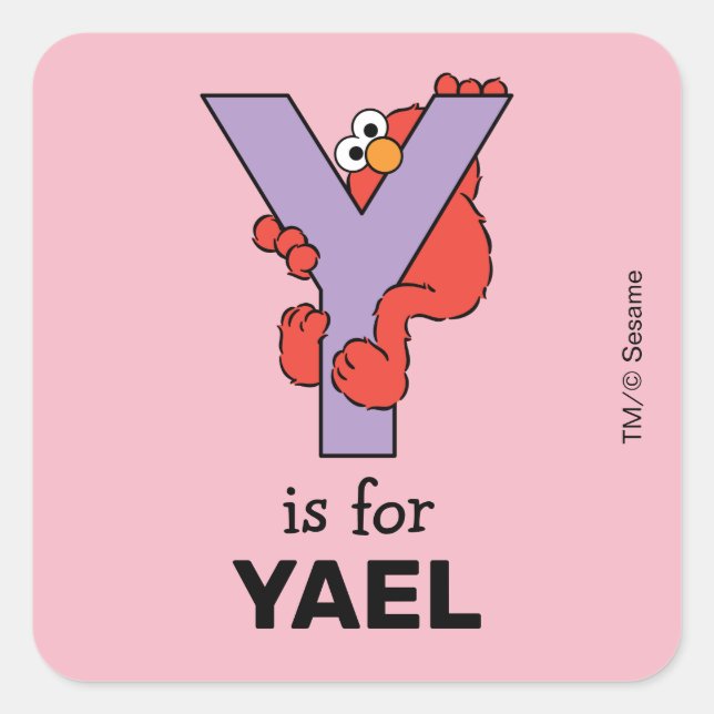 Elmo Alphabet | Y LILA Quadratischer Aufkleber (Vorderseite)