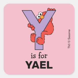 Elmo Alphabet Y Lila Quadratischer Aufkleber