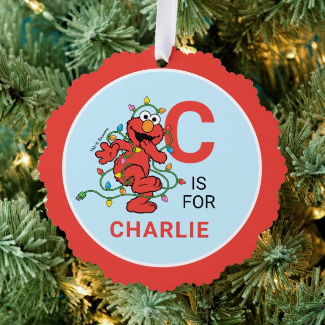 Elmo Christmas | Personalisierter Name und Foto Ornament Karte (Insitu (Baum))