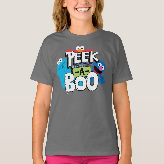 Elmo, Cookie & Grover | Flüchtige Blick-a-Boo T-Shirt (Vorderseite)