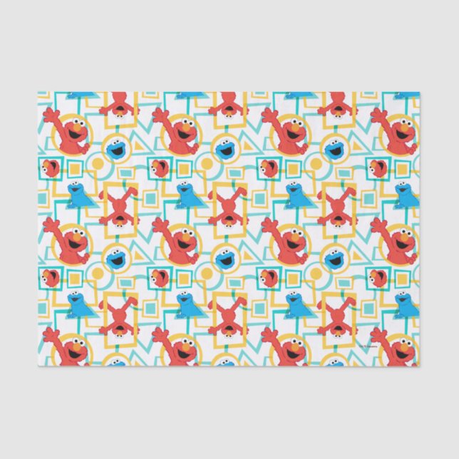 Elmo & Cookie Monster Fun Formen Muster Seidenpapier (Vorderseite)