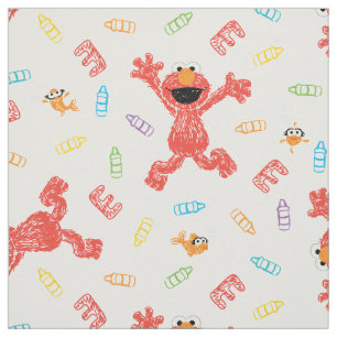 Elmo Crayon Pattern Stoff