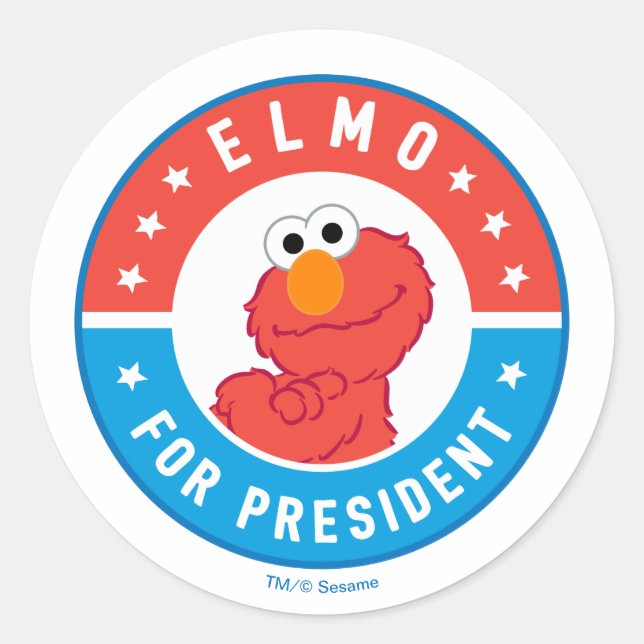 Elmo für Präsident Abzeichen Runder Aufkleber (Vorderseite)