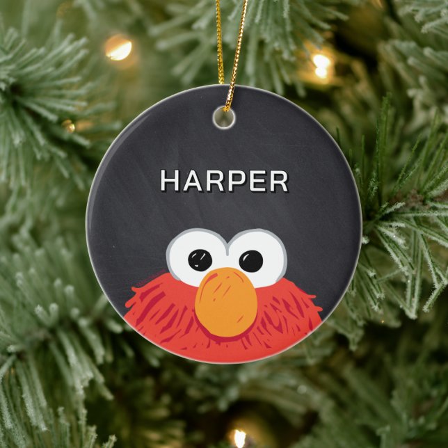 Elmo-Gesicht-Schultafel | Benutzerdefinierter Name Keramik Ornament (Baum)
